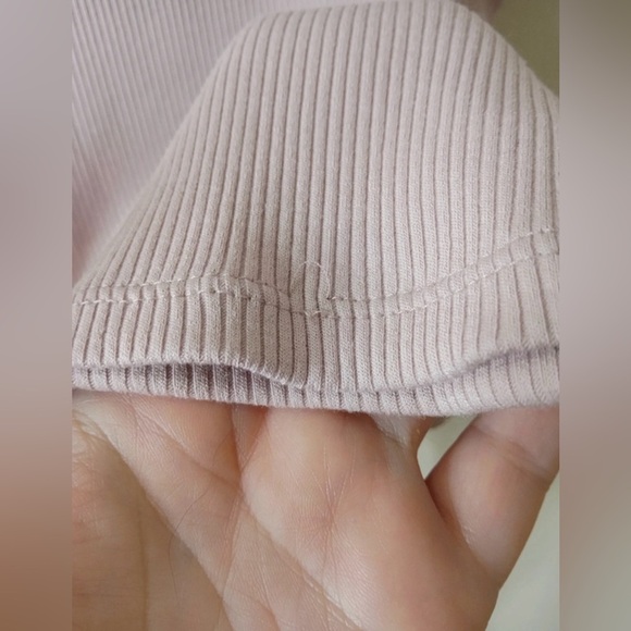 Express One Eleven Ribbed Wrap Tie Top XS Blush Pink Long Sleeve - Picture 9 of 11